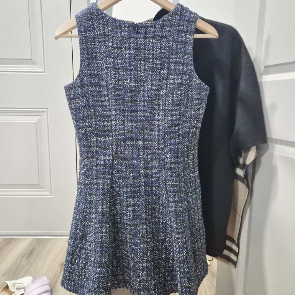 Chlo.D.Manon Blue Tweed Fit & Flare Sleeveless Dress Size S Boutique Chic - Picture 4 of 4